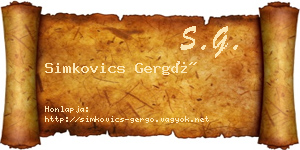 Simkovics Gergő névjegykártya